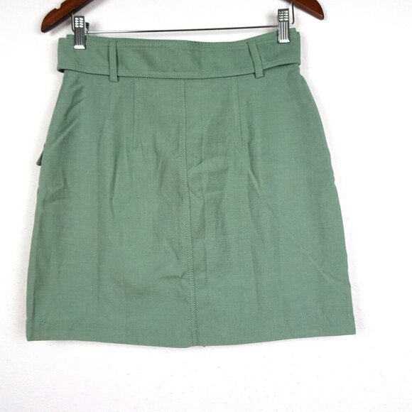Ann Taylor Tie Waist Skirt Women's Petite Size 4P Green Pockets Zipper Fly - Picture 5 of 7